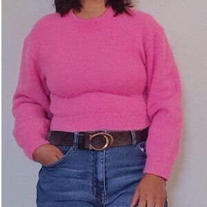 PRE LOVED - H&M Crop top Sweater fuzzy hot pink size XS
